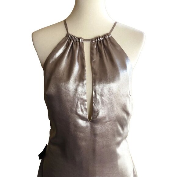 Nasty Gal Women’s In a Flash Halter Shimmer Deep V Mini Dress Size M $78 - Picture 8 of 12